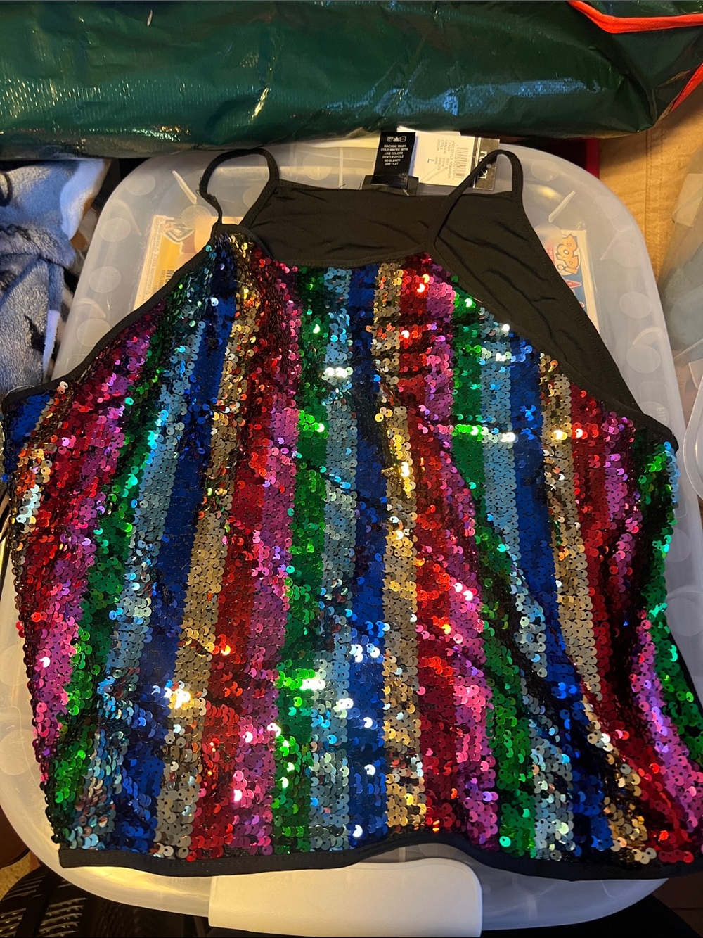 Womens Sequin Rainbow Tank